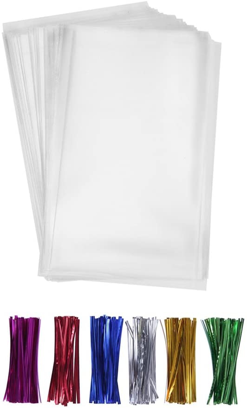 Party Supplies |  200 Poly Treat Bags 5X7 With 4" Twist Ties Assorted Colors – 1.4Mils Thickness Opp Plastic Bags Of Candy Cookie Treat (5” X 7”) Arts, Crafts & Sewing BakeBaking