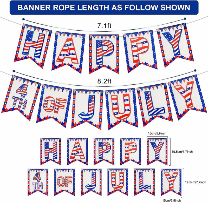 Party Supplies |  4Th Of July Banner – Happy Fourth Of July Banner, Patriotic Banner For 4Th Of July Decorations And Party Supplies, American Independence Day Banners For July 4Th Indoor Outdoor Home House Decor Arts, Crafts & Sewing Party Supplies