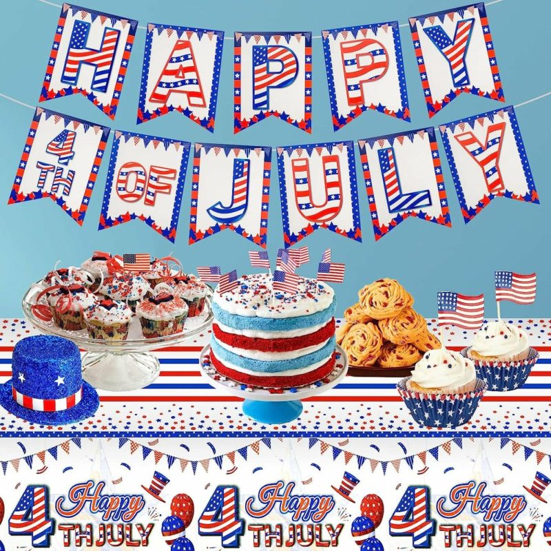 Party Supplies |  4Th Of July Banner – Happy Fourth Of July Banner, Patriotic Banner For 4Th Of July Decorations And Party Supplies, American Independence Day Banners For July 4Th Indoor Outdoor Home House Decor Arts, Crafts & Sewing Party Supplies