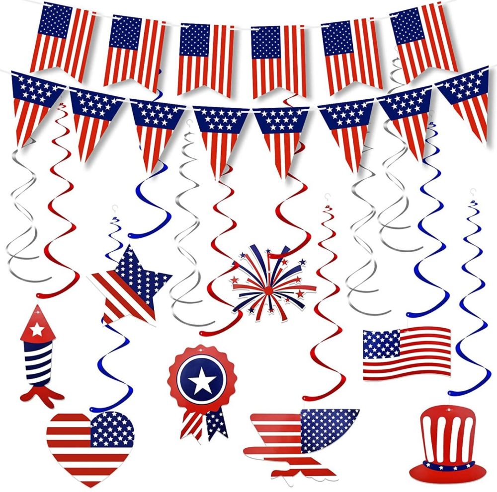 Party Supplies |  4Th Of July Decorations Decor Hanging Swirls American Flag Pennant Patriotic Banner Independence Day Memorial Day Decortions Theme Party Red White Blue Decor Supplies Arts, Crafts & Sewing KUCHEY