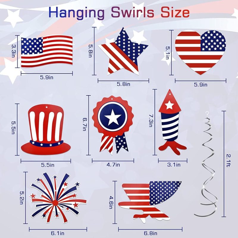 Party Supplies |  4Th Of July Decorations Decor Hanging Swirls American Flag Pennant Patriotic Banner Independence Day Memorial Day Decortions Theme Party Red White Blue Decor Supplies Arts, Crafts & Sewing KUCHEY