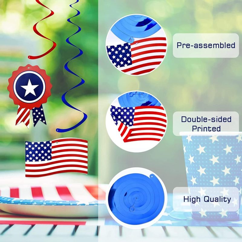 Party Supplies |  4Th Of July Decorations Decor Hanging Swirls American Flag Pennant Patriotic Banner Independence Day Memorial Day Decortions Theme Party Red White Blue Decor Supplies Arts, Crafts & Sewing KUCHEY