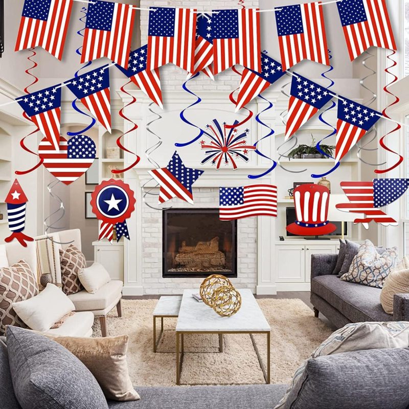 Party Supplies |  4Th Of July Decorations Decor Hanging Swirls American Flag Pennant Patriotic Banner Independence Day Memorial Day Decortions Theme Party Red White Blue Decor Supplies Arts, Crafts & Sewing KUCHEY