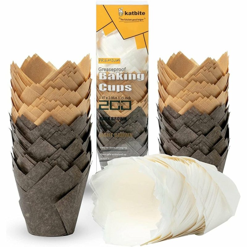 Party Supplies |  Katbite Tulip Cupcake Liners 200Pcs, Muffin Baking Cupcake Liners Holders Arts, Crafts & Sewing Katbtie-2611