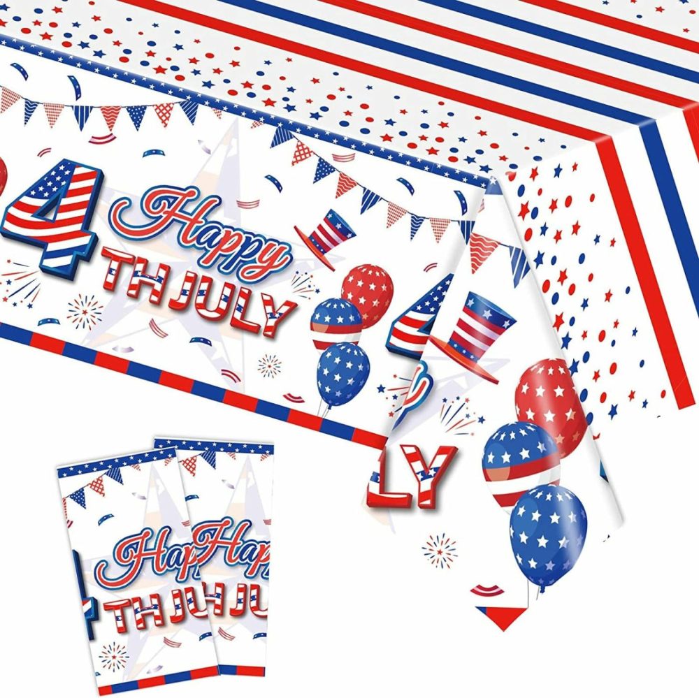 Party Supplies |  Patriotic Tablecloth, 2 Pack American Flag Tablecloths Disposable 4Th Of July Tablecloth, Independence Day Table Cover Fourth Of July Table Cloth Patriotic Decorations Party Supplies, 54" X 108" Arts, Crafts & Sewing American Flag