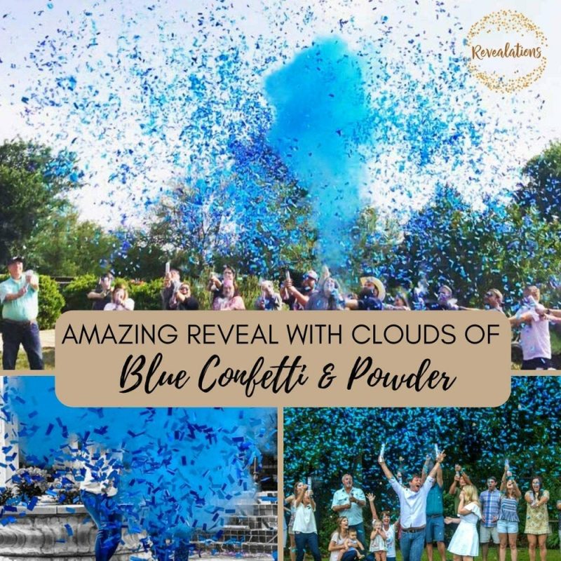 Party Supplies |  Set Of 4 Blue Revealations Gender Reveal Confetti Powder Cannon Arts, Crafts & Sewing Innovatus Worldwide