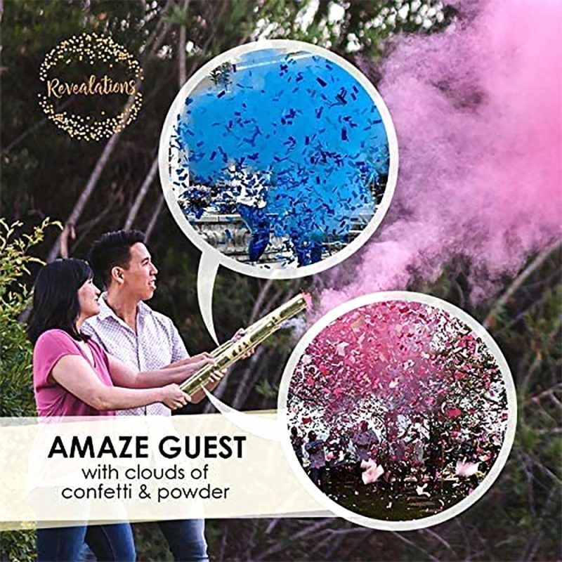 Party Supplies |  Set Of 4 Blue Revealations Gender Reveal Confetti Powder Cannon Arts, Crafts & Sewing Innovatus Worldwide