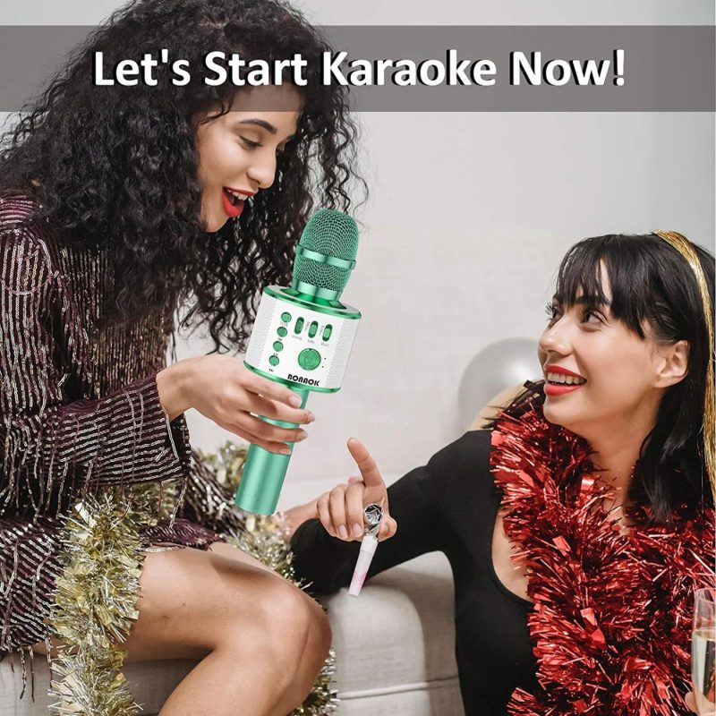 Recording Equipment |  Bonaok Bluetooth Wireless Karaoke Microphone,3-In-1 Portable Handheld Karaoke Mic Speaker Machine Birthday Home Party For Pc Or All Smartphone Q37 (Green) Musical Instruments BONAOK