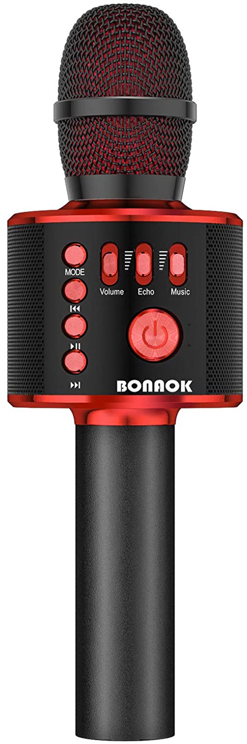 Recording Equipment |  Bonaok Karaoke Microphone Bluetooth Wireless, Portable Karaoke Machine Mic Speaker For Kids And Adults Home Party Birthday (Black Red) Musical Instruments Black Red