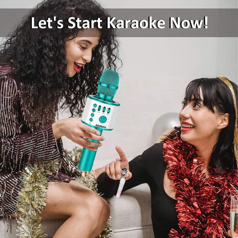 Recording Equipment |  Bonaok Karaoke Microphone Bluetooth Wireless, Portable Karaoke Machine Mic Speaker For Kids And Adults Home Party Birthday(Ice Blue) Musical Instruments BONAOK