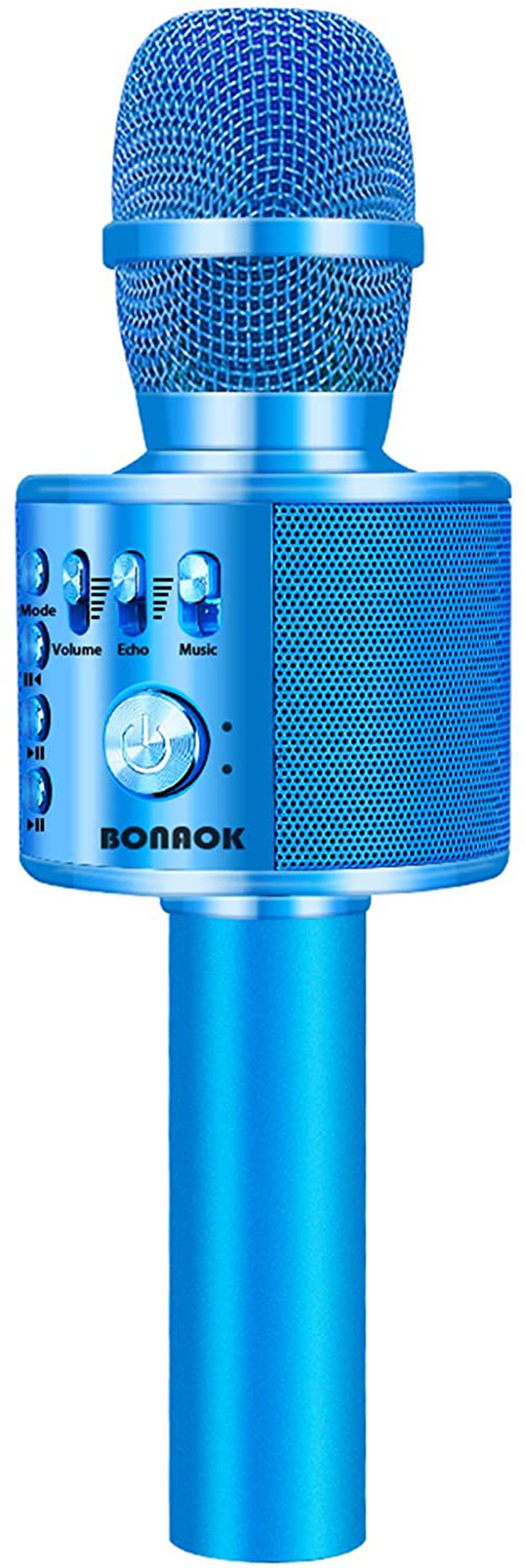 Recording Equipment |  Bonaok Wireless Bluetooth Karaoke Microphone,3-In-1 Portable Handheld Karaoke Mic Speaker Machine Birthday Home Party For Pc Or All Smartphone (Q37 Blue) Musical Instruments Blue