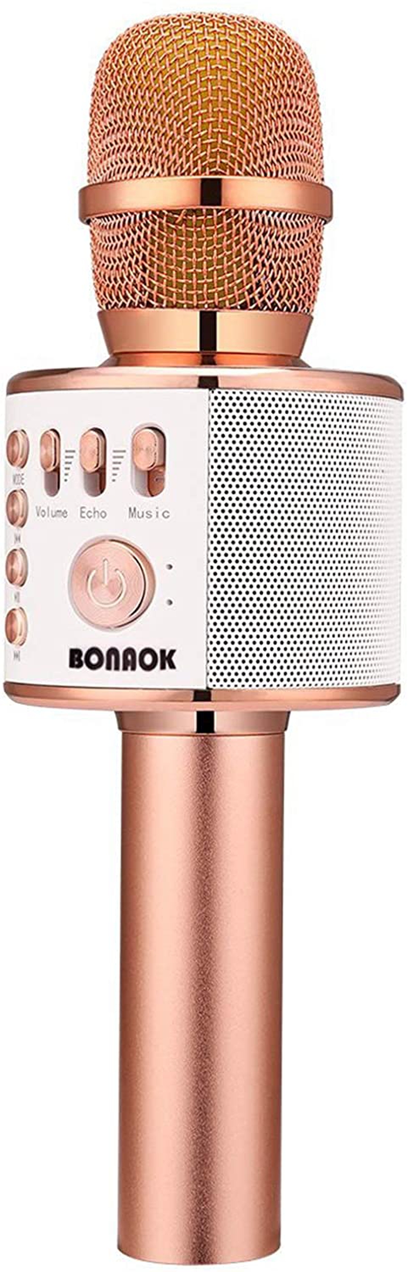 Recording Equipment |  Bonaok Wireless Bluetooth Karaoke Microphone,3-In-1 Portable Handheld Karaoke Mic Speaker Machine Home Party Birthday For All Smartphones Pc(Q37 Rose Gold) Musical Instruments BONAOK