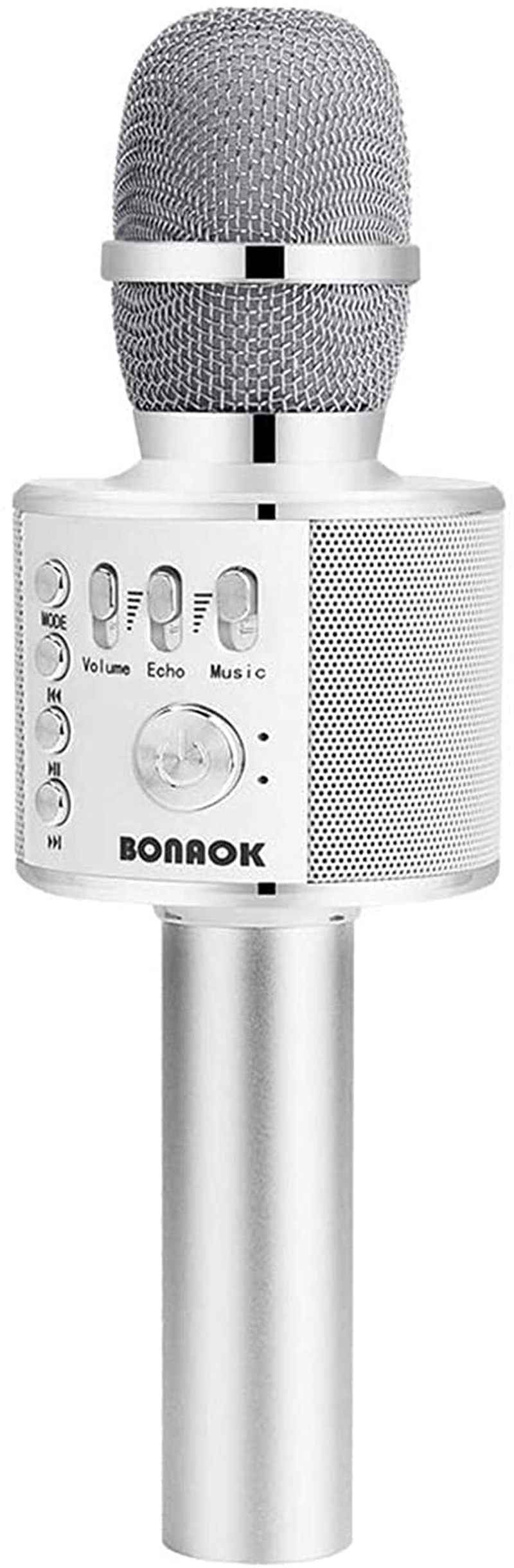 Recording Equipment |  Bonaok Wireless Bluetooth Karaoke Microphone,3-In-1 Portable Handheld Karaoke Mic Speaker Machine Home Party Birthday For All Smartphones Pc(Q37 Silver) Musical Instruments BONAOK