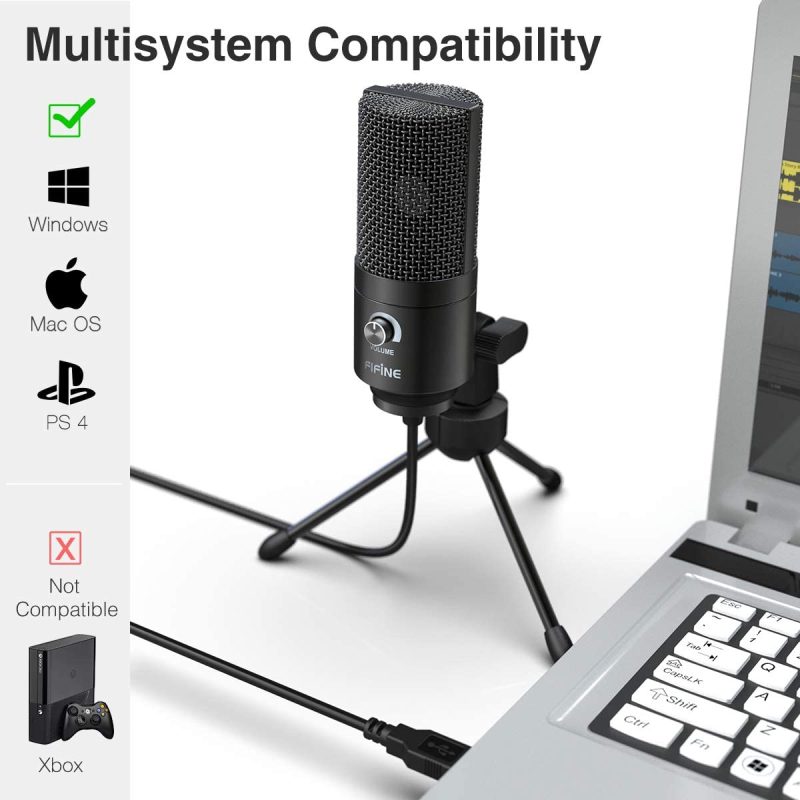 Recording Equipment |  Usb Microphone,Fifine Metal Condenser Recording Microphone For Laptop Mac Or Windows Cardioid Studio Recording Vocals, Voice Overs,Streaming Broadcast And Youtube Videos-K669B Musical Instruments black