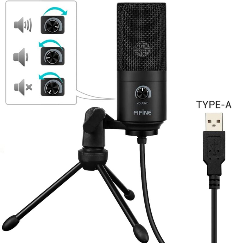 Recording Equipment |  Usb Microphone,Fifine Metal Condenser Recording Microphone For Laptop Mac Or Windows Cardioid Studio Recording Vocals, Voice Overs,Streaming Broadcast And Youtube Videos-K669B Musical Instruments black