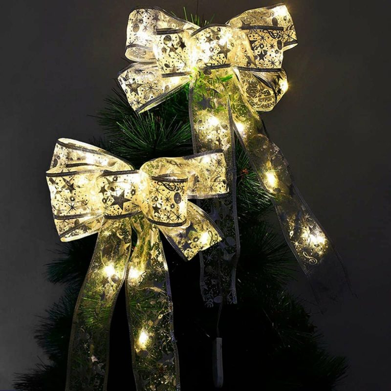 Seasonal Décor |  16.5Ft Christmas Ribbon Led Lights,Shining Ribbon Fairy Lights Led Christmas Lights,Christmas Tree Lights,Decoration Glow Ribbon Lights For Christmas Tree For Outdoor, Weddings, Garden, Holiday,Party Home Decor & Cleaning A-silver-warm Light