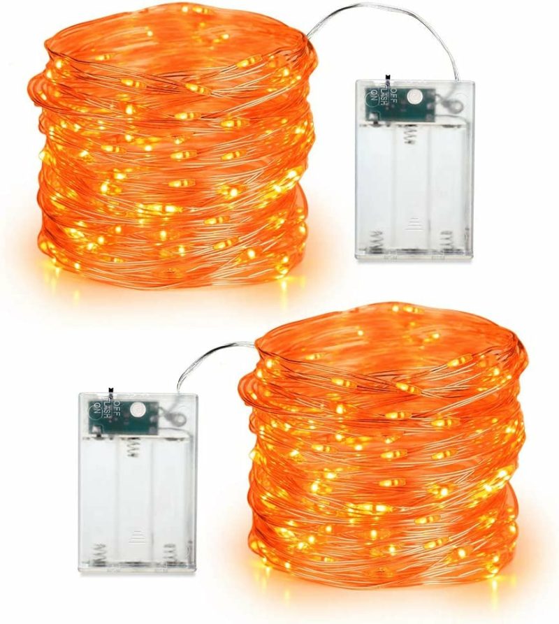 Seasonal Décor |  19.47Ft 60 Led Fairy Lights, 2 Modes Battery Lights, Indoor Silver Wire Purple Lights Home Decor & Cleaning BrizLabs