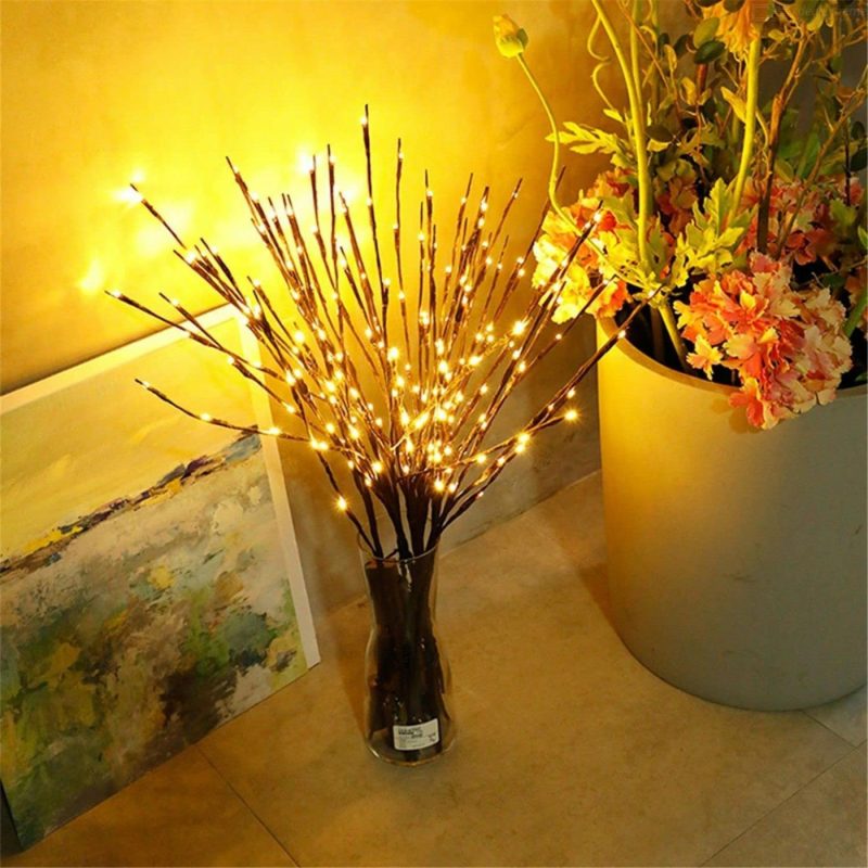 Seasonal Décor |  2 Pack Led Branch Light Battery Operated Lighted Branch Vase Filler Willow Tree Artificial Little Twig Power Brown 30 Inch 20 Led For Home Romantic Decoration Home Decor & Cleaning Colour