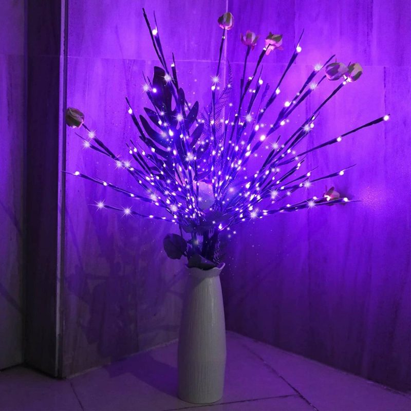 Seasonal Décor |  2 Pack Led Branch Light Battery Operated Lighted Branch Vase Filler Willow Tree Artificial Little Twig Power Brown 30 Inch 20 Led For Home Romantic Decoration Home Decor & Cleaning Colour