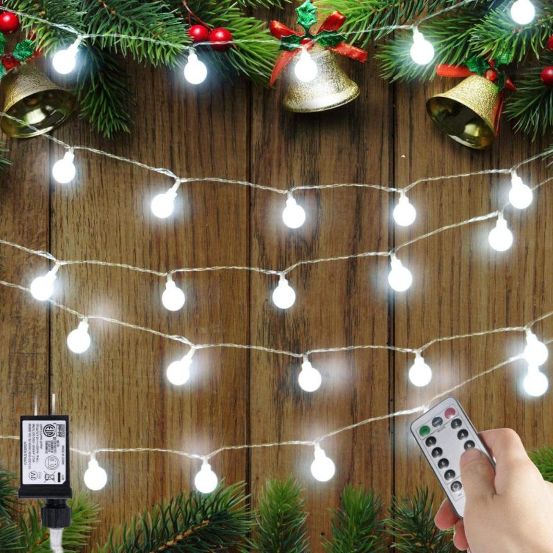 Seasonal Décor |  33 Feet 100 Led Mini Globe String Lights, Fairy String Lights Plug In With Remote, Decor For Indoor Outdoor Party Wedding Christmas Tree Garden (White) Home Decor & Cleaning Minetom