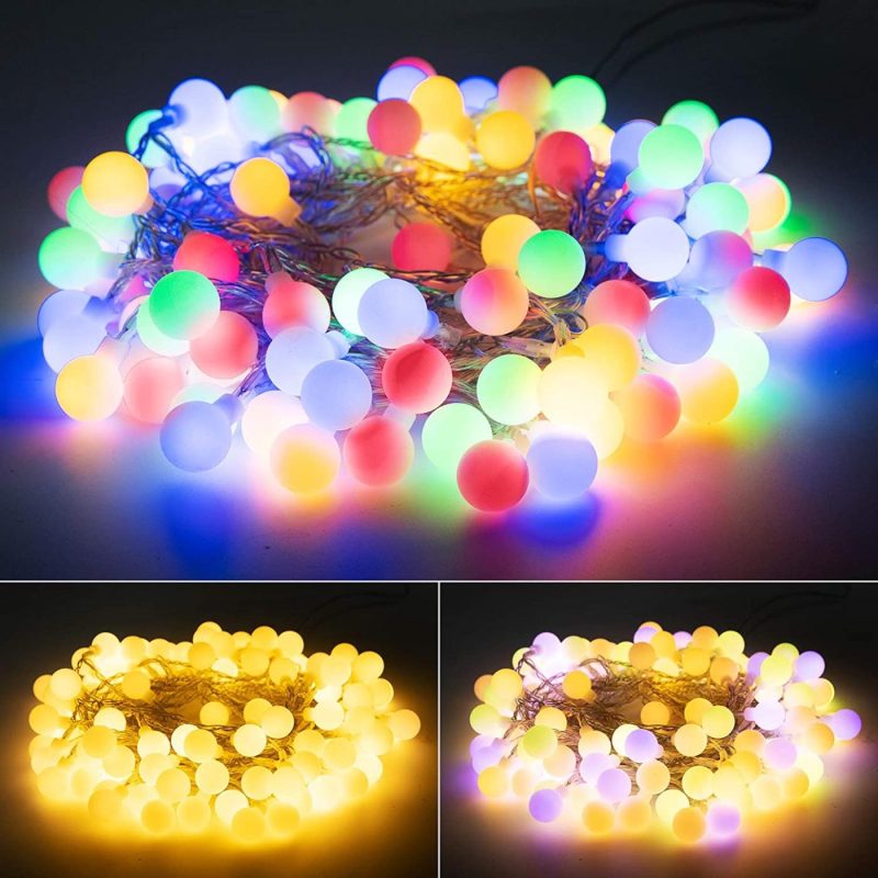 Seasonal Décor |  33 Feet 100 Led Mini Globe String Lights, Usb Fairy String Lights Plug In, 8 Modes With Remote, Decor For Indoor Outdoor Party Wedding Christmas Tree Garden, Warm And Multi Home Decor & Cleaning Minetom