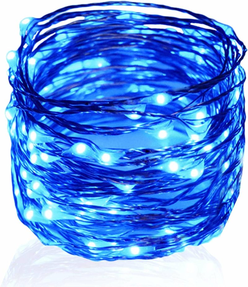 Seasonal Décor |  33Ft 100 Led Silver Wire String Lights Fairy String Lights Battery Operated Led String Lights For Christmas Wedding Party Home Holiday Decoration Home Decor & Cleaning Blue