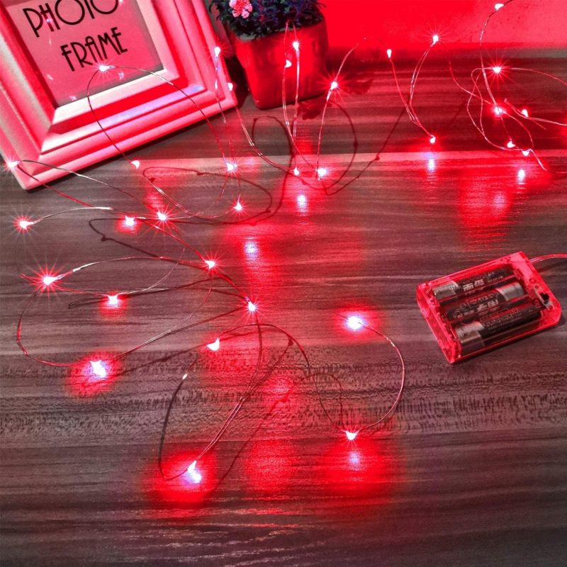 Seasonal Décor |  Ariceleo Led Fairy Lights Battery Operated, 1 Pack Mini Battery Powered Copper Wire Starry Fairy Lights For Bedroom, Christmas, Parties, Wedding, Centerpiece, Decoration (5M/16Ft Red) Home Decor & Cleaning Ariceleo