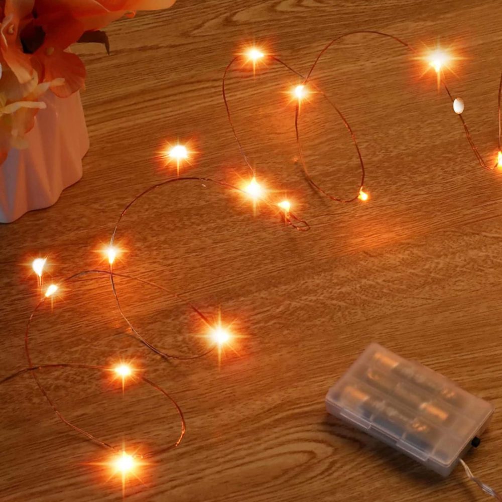 Seasonal Décor |  Ariceleo Mini Halloween Fairy Lights Battery Operate, 1 Pack Copper Wire Night Lights 3Aaa Battery Powered Led Starry Fairy String Lights For Bedroom, Christmas, Party, Decoration(5M/16Ft Orange) Home Decor & Cleaning Ariceleo