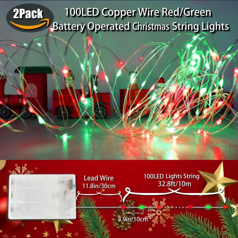 Seasonal Décor |  Christmas Lights Indoor Fairy Lights Battery Operated, 200Led 65.6Ft Copper Wire Lights Decoration For Bedroom, Christmas Decorations, Parties, Wedding, Centerpiece Home Decor & Cleaning Seasonal Décor