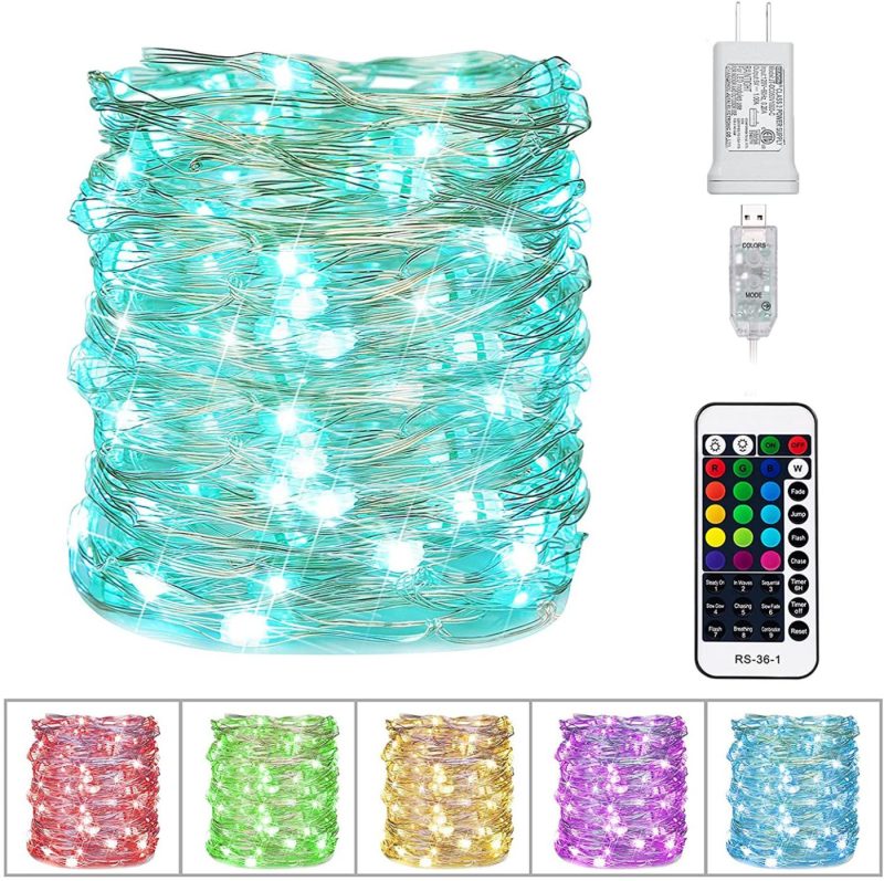 Seasonal Décor |  Color Changing Fairy String Lights 33 Feet 100 Led Twinkle Lights Usb Operated Silver Wire Starry Lights With Remote And Adapter Firefly Lights For Bedroom Party Wedding Camping Indoor Outdoor Decor Home Decor & Cleaning Minetom