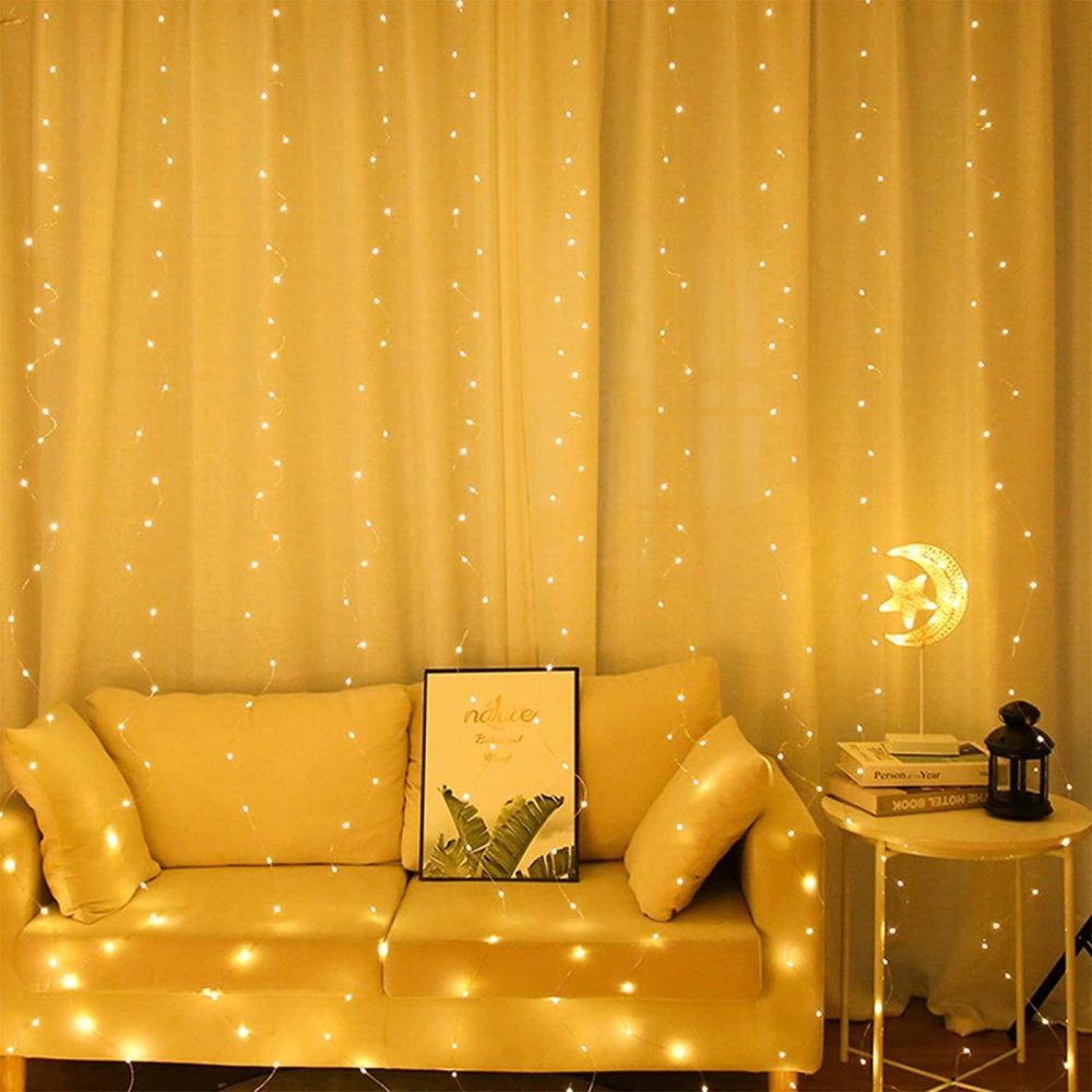 Seasonal Décor |  Led Curtain String Lights For Bedroom – Twinkle Lights Fairy Lights For Wedding Decor Hanging Lights Decorative Lights For Teen Girl Room Decorations Home Decor & Cleaning Asvsua