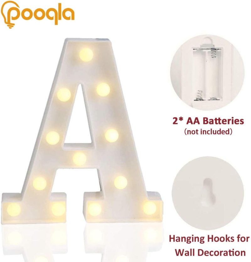 Seasonal Décor |  Led Marquee Letter Lights Sign, Light Up Alphabet Letter For Home Party Wedding Decoration Home Decor & Cleaning Letter A