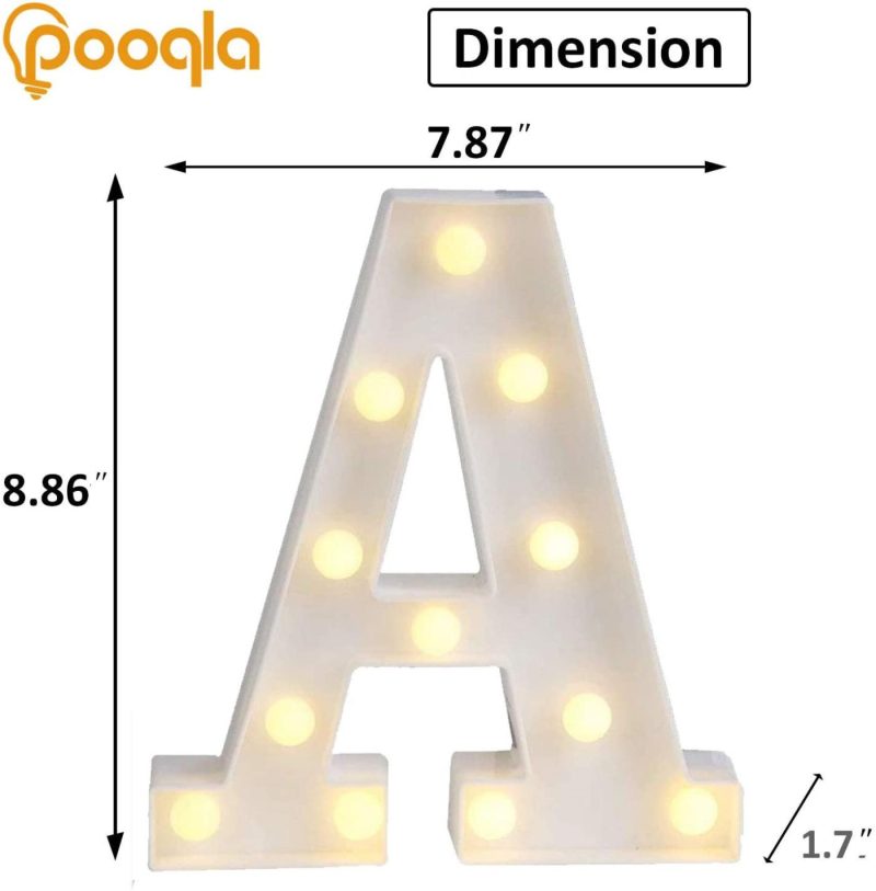 Seasonal Décor |  Led Marquee Letter Lights Sign, Light Up Alphabet Letter For Home Party Wedding Decoration Home Decor & Cleaning Letter A