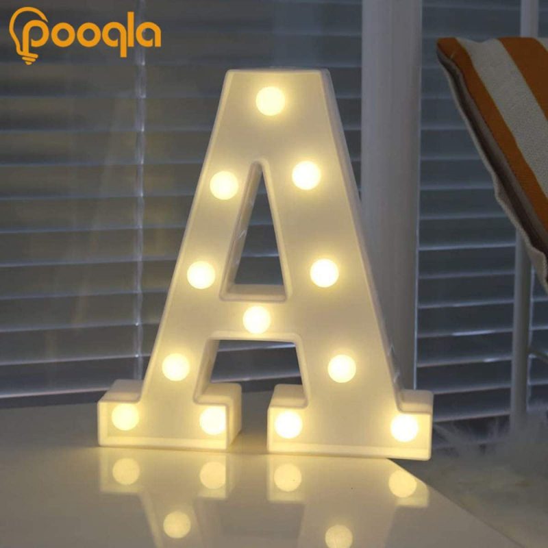 Seasonal Décor |  Led Marquee Letter Lights Sign, Light Up Alphabet Letter For Home Party Wedding Decoration Home Decor & Cleaning Letter A