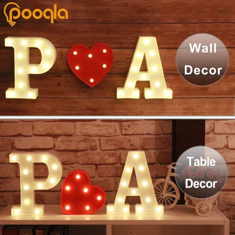 Seasonal Décor |  Led Marquee Letter Lights Sign, Light Up Alphabet Letter For Home Party Wedding Decoration Home Decor & Cleaning Letter A