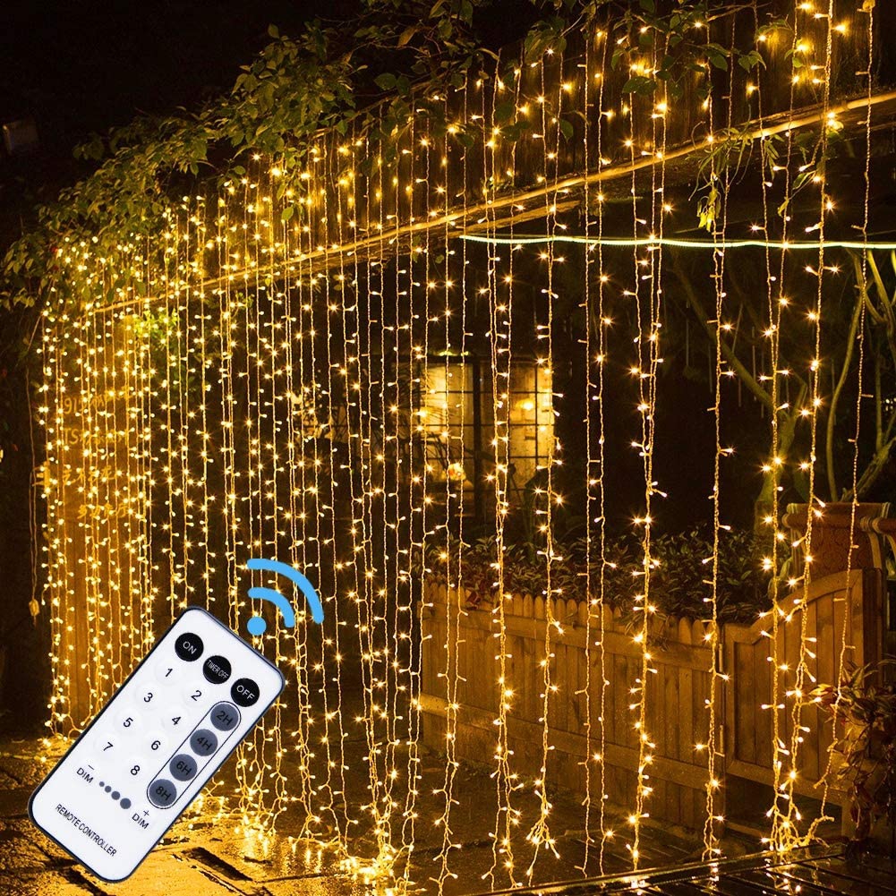 Seasonal Décor |  Maggift 304 Led Curtain String Lights, 9.8 X 9.8 Ft, 8 Modes Plug In Fairy String Light With Remote Control, Christmas, Backdrop For Indoor Outdoor Bedroom Window Wedding Party Decoration, Warm White Home Decor & Cleaning MAGGIFT