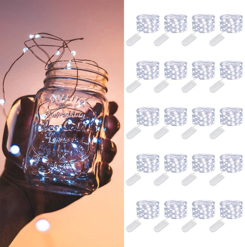 Seasonal Décor |  Mumuxi 20 Pack Fairy Lights Battery Operated, 3.3Ft 20 Led Mini Waterproof Fairy String Lights Silver Wire Firefly Starry Lights For Diy Wedding Party Mason Jars Crafts Christmas Decoration,Cool White Home Decor & Cleaning Cool White