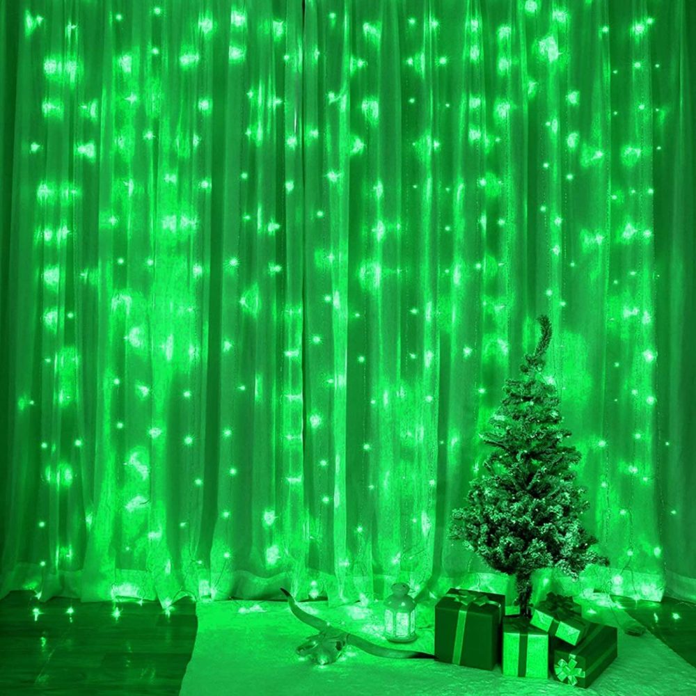 Seasonal Décor |  Sunnest St Patricks Day Curtain String Light, Hanging Lights With 300 Leds, 8 Lighting Modes, Remote Control, Usb Powered Curtain Lights For Bedroom, Wall, Party, Indoor Decoration Home Decor & Cleaning Green