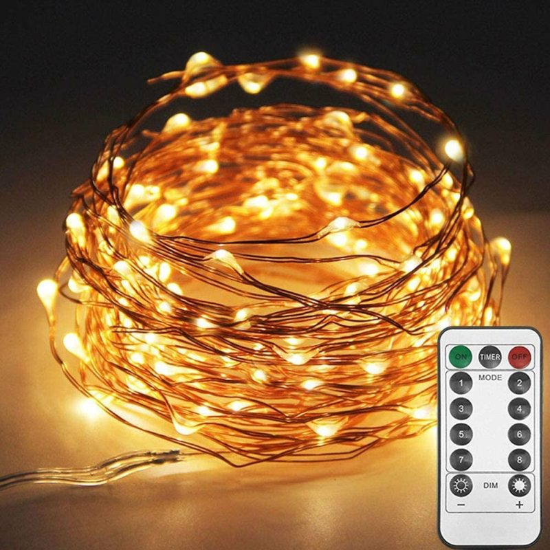 Seasonal Décor |  Twinkle Star 200 Led 66 Ft Copper Fairy String Lights 8 Modes Led, Usb Powered With Remote Control For Christmas Tree Wedding Party Home Decoration, Warm White Home Decor & Cleaning Clear Warm White