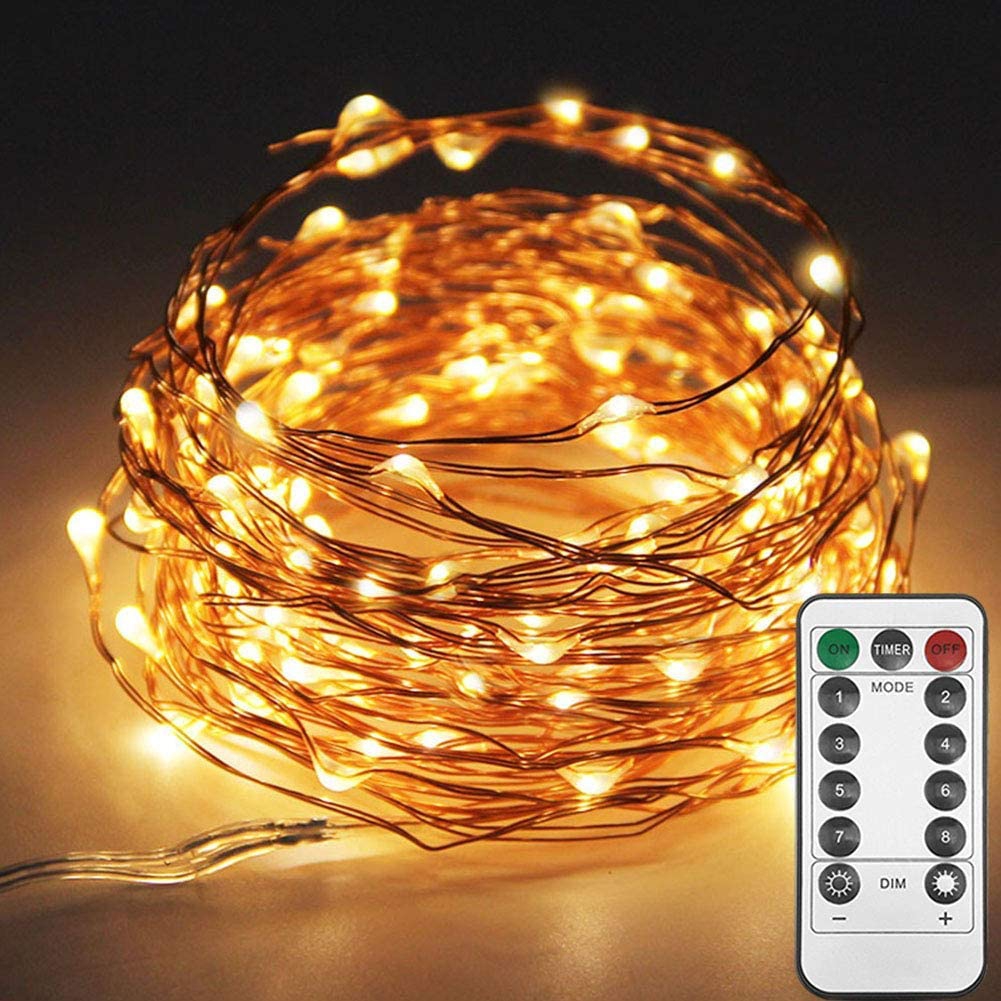 Seasonal Décor |  Twinkle Star 33Ft 100Led Copper Wire String Lights Fairy String Lights 8 Modes Led String Lights Usb Powered With Remote Control For Wedding Party Home Christmas Decoration, Warm White Home Decor & Cleaning Seasonal Décor