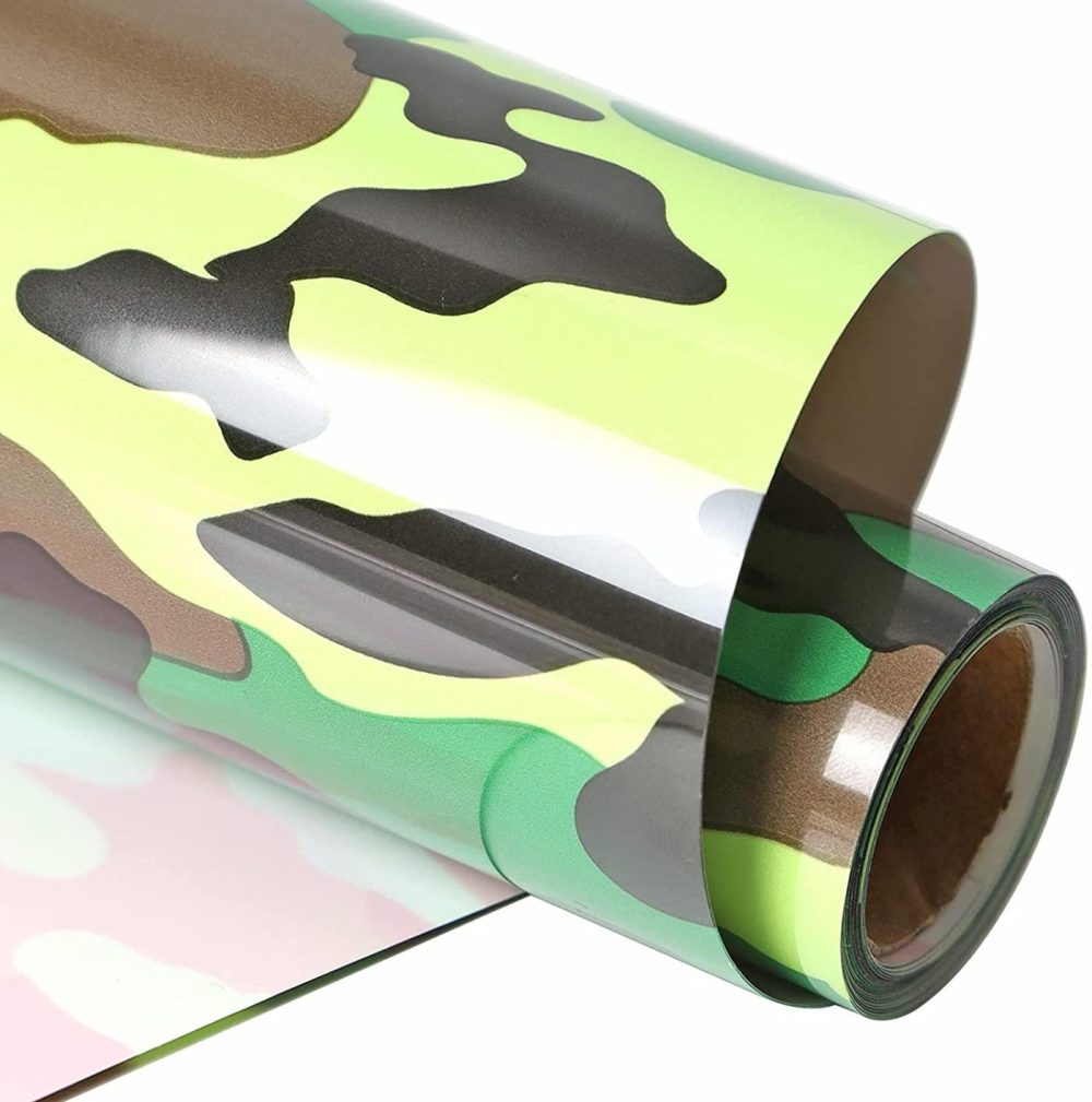 Sewing |  Adhesive Heat Transfer Vinyl For T-Shirts 12" X 8Ft Roll Glossy Arts, Crafts & Sewing Camouflage Green