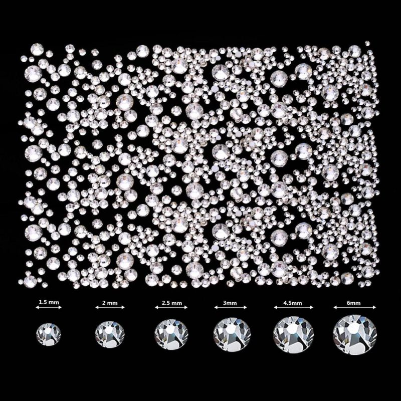 Sewing |  Tecunite 2000 Pieces Flat Back Gems Round Crystal Rhinestones 6 Sizes (1.5-6 Mm) With Pick Up Tweezer And Rhinestones Picking Pen For Crafts Nail Face Art Clothes Shoes Bags Diy (Clear) Arts, Crafts & Sewing Sewing