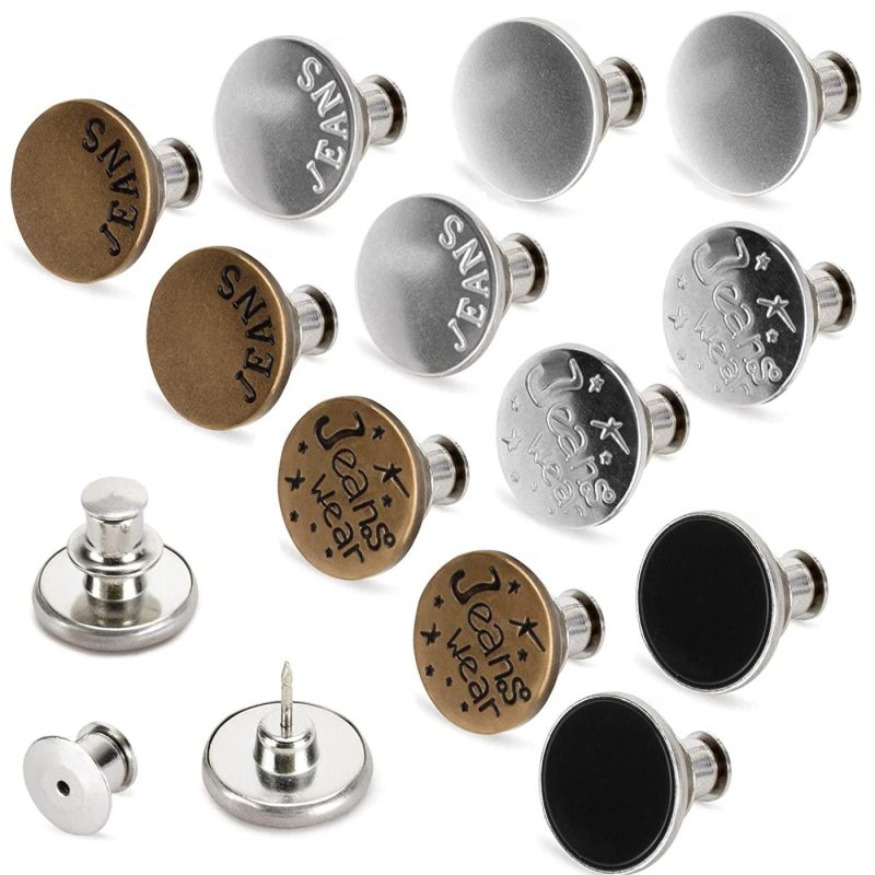 Sewing |  [Upgraded] 8 Sets Button Pins For Jeans No Sew,Toovren Jean Buttons Pins Adjustable, Removable Pants Button Pins, Perfect Fit Instant Jean Button,Button Clips,Metal Button Adds Pants Waist In Seconds Arts, Crafts & Sewing Sewing