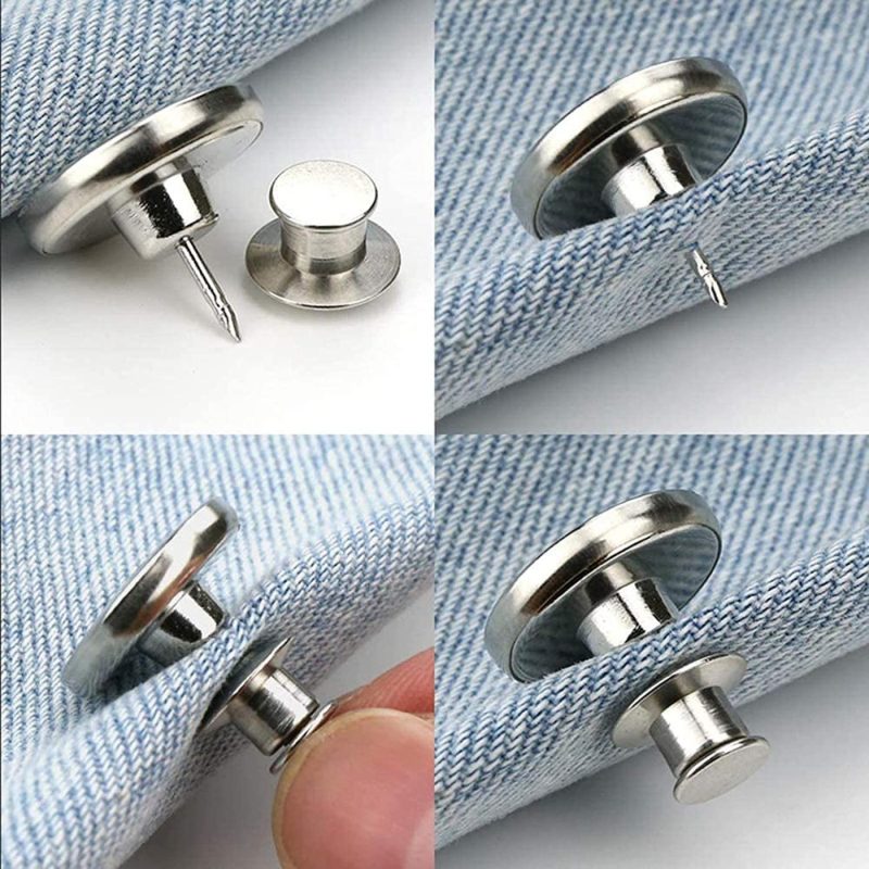 Sewing |  [Upgraded] 8 Sets Button Pins For Jeans No Sew,Toovren Jean Buttons Pins Adjustable, Removable Pants Button Pins, Perfect Fit Instant Jean Button,Button Clips,Metal Button Adds Pants Waist In Seconds Arts, Crafts & Sewing Sewing