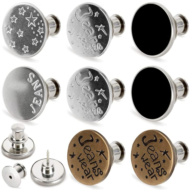 Sewing |  [Upgraded] 8 Sets Button Pins For Jeans No Sew,Toovren Jean Buttons Pins Adjustable, Removable Pants Button Pins, Perfect Fit Instant Jean Button,Button Clips,Metal Button Adds Pants Waist In Seconds Arts, Crafts & Sewing Sewing