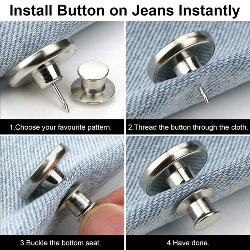 Sewing |  [Upgraded] 8 Sets Button Pins For Jeans, Toovren Perfect Fit Jean Button Replacement, 4 Styles Adjustable Jean Button Pins Metal Clips Snap Tack, No Sew Instant Extend Or Reduce Any Pants Waist Arts, Crafts & Sewing Sewing