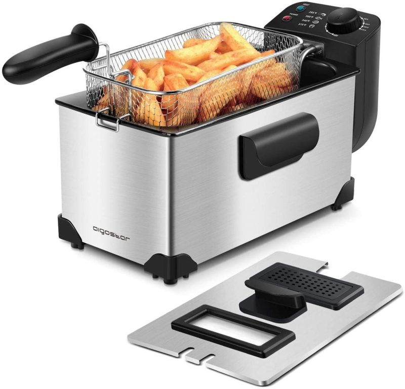 Small Appliances |  Aigostar Deep Fryer, Electric Deep Fat Fryers With Baskets, 3 Liters Capacity Oil Frying Pot With View Window, Etl Certificated, 1650W Ushas Home Decor & Cleaning Aigostar