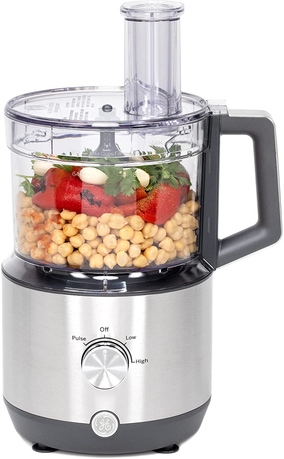 Small Appliances |  Ge Food Processor | 12 Cup | Complete With 3 Feeding Tubes, Stainless Steel Mixing Blade & Shredding Disc | 3 Speed | Great For Shredded Cheese, Chicken & More | Kitchen Essentials | 550 Watts Home Decor & Cleaning Food Processor