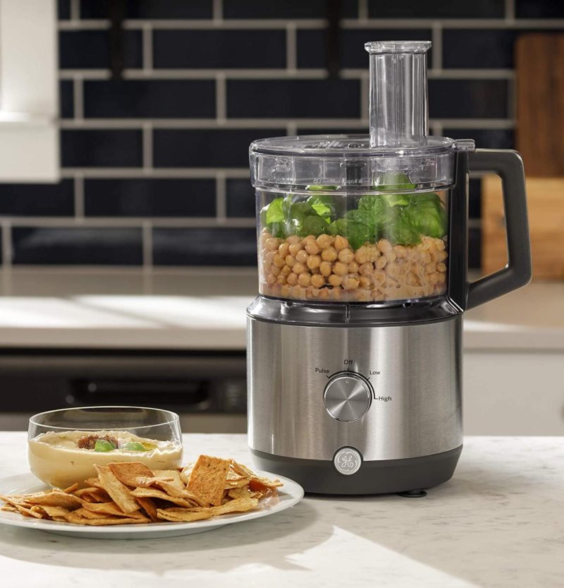 Small Appliances |  Ge Food Processor | 12 Cup | Complete With 3 Feeding Tubes, Stainless Steel Mixing Blade & Shredding Disc | 3 Speed | Great For Shredded Cheese, Chicken & More | Kitchen Essentials | 550 Watts Home Decor & Cleaning Food Processor