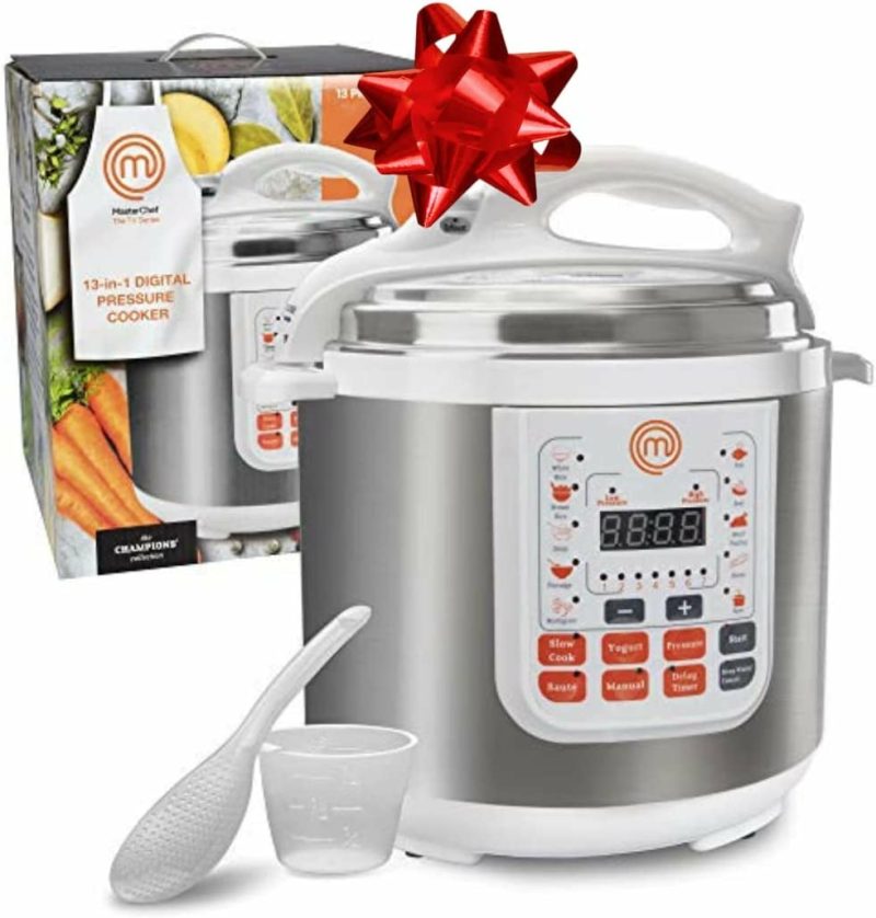 Small Appliances |  Masterchef 13-In-1 Pressure Cooker- 6 Qt Electric Digital Instant Multipot W 13 Programmable Functions- High And Low Pressure Slow Non-Stick Pot Cooking Warmer Options, Led Display, Delay Timer, Rice Home Decor & Cleaning Kitchen & Dining